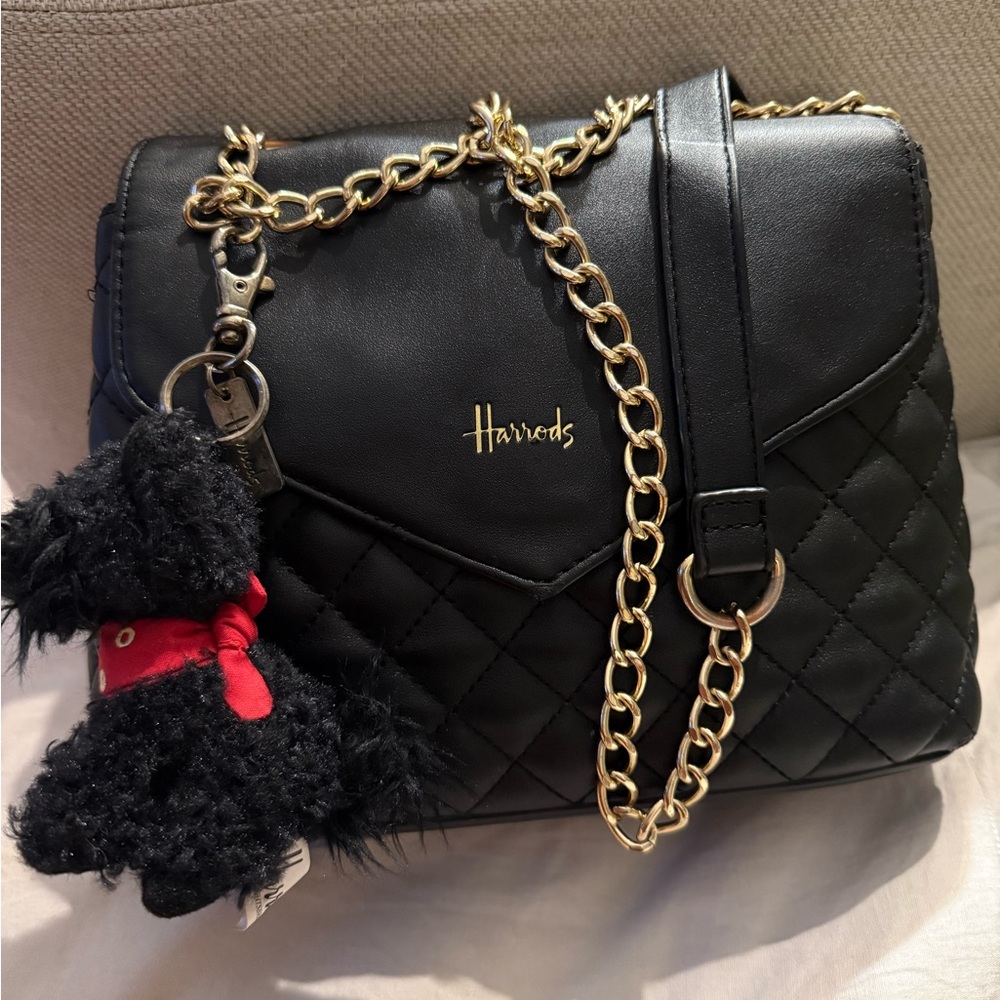 Harrods Black Chelsea Quilted Women's Crossbody Chain link Bag